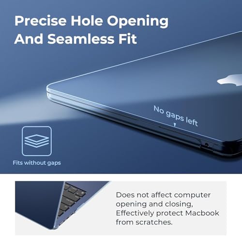 Image of EooCoo Case Compatible with MacBook Air 13 inch M5 2026-2022 M4 M3 M2 A3449 A3240 A3113 A2681, Crystal Hard Shell Scratch Resistant Protective Cover for Mac Air 13.6 inch, Midnight