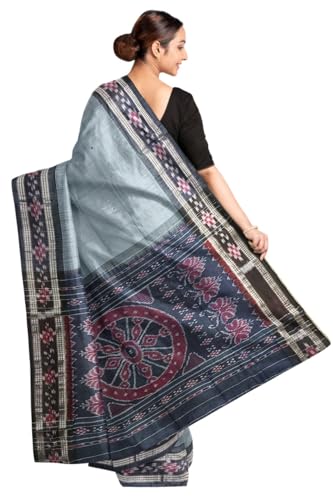Image of COTTONSILK & KHANDUAPATA Odisha Sambalpuri Handloom Ikat Women Cotton Saree, Odisha Handloom Handmade Pure Cotton Khandua Saree, Ikkat Orissa Traditional Handloom Saree Without Blouse 430