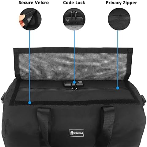 FIREDOG Large Duffel Bag with Lock, Smell Proof Duffel Bag for Travel Carry-on Bag Men and Women, Black/34.0L 4 FIREDOG Large Duffel Bag with Lock, Smell Proof Duffel Bag for Travel Carry-on Bag Men and Women, Black/34.0L