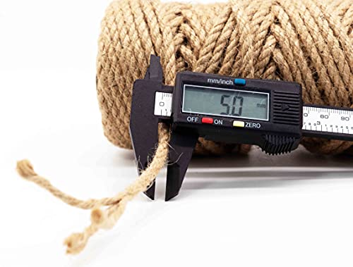 100 Feet 5mm Jute Twine, Heavy Duty Jute Rope, Natural Hemp Rope for DIY Arts Crafts, Gardening, Bundling,Home Decorating, Cat Scratching Post