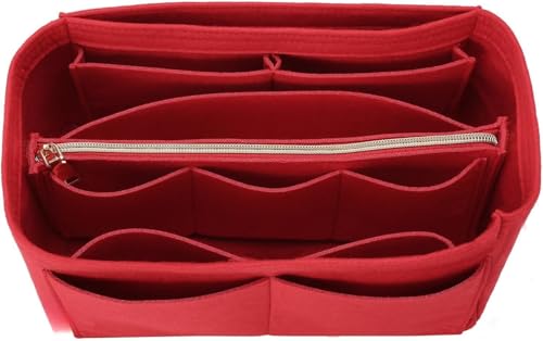 Organizador de bolso, organizador de bolsa de fieltro con 5 tamaños, separadores de bolsos para bolso interior, compatible con Longchamp, Neverful, Speedy y más (rojo, mini regular)