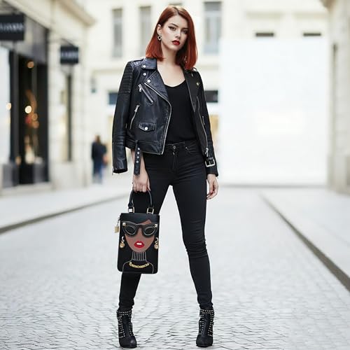 Bolso Satchel Negro de Cuero PU con Diseño 3D para Mujer miniatura 2