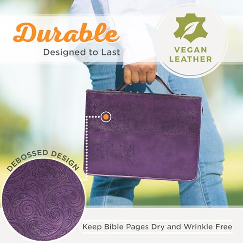 Christian Art Gifts Damenmode Bibelhülle Glaube Hebräer 11:1 Lila Paisley Kunstleder Groß