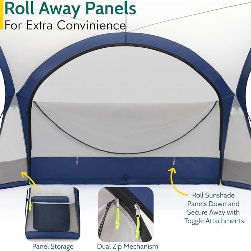 Trail Gazebo with Zip Away Sides, Dome Event Shelter for Outdoor Camping Garden Festival, Waterproof 2000mm, UPF50+ UV Sun Protection, Travel Bag, 3.5m x 3.5m x 2.3m, Blue - Image 4