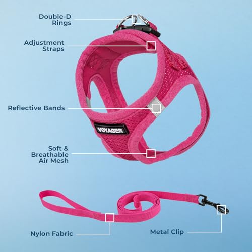 Image of Voyager Step-in Pet Harness - All Weather Mesh, Adjustable Step in Harness for Cats and Dogs by Best Pet Supplies - 307S Fuchsia, M