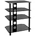 Mount-It! AV Component Media Stand, Audio Tower and Media Center with 4 Tempered Glass Shelves, 88 Lbs Capacity, Black Silk (MI-867)