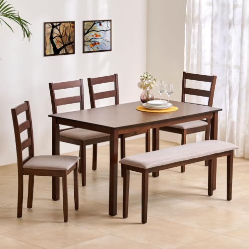 Image of Home Centre Helios Lucia 6-Seater Dining Set with Chairs and Bench - White