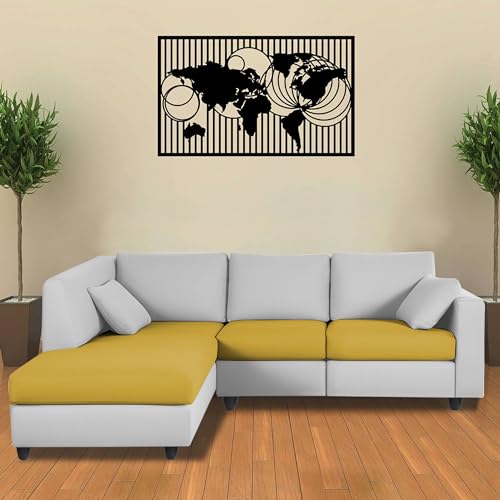 Image of Florian LHS 4 Seater L Shape Sofa Set for Living Room (Yellow Grey Fabric) Premium Fabric Sofa