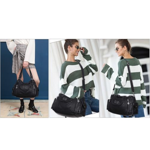 Image of Angel Kiss Purses for Women, Large Shoulder Bag Hobo Tote Purse Mutipocket Faux Leather Satchel Hobo Purse