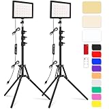 Picture of Unicucp 2 Packs LED Video Light Kit with 61.99" Tripod Stand, Dimmable 2400-6800K Photography Lighting for Studio Portraits/YouTube/Zoom Meeting/Live Stream/Makeup, 9 Color Filters/USB Wall Charger