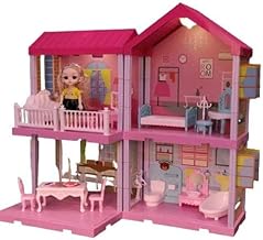 Multilevel 108 Piece Doll House Princess Dream House Play Set with Accessories & Doll Furnitures, DIY Dollhouse with Best Birthday Gift for Kids Doll House 108Piece