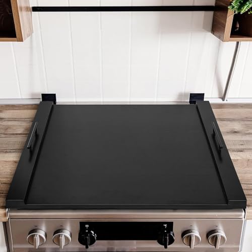 Tabla de cortar, cubiertas superiores de estufa para estufa eléctrica, tablas de cortar de madera para cocina, cubierta de estufa de tabla de fideos (negro)