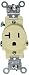 Leviton S01-5801-KIS S01-05801-Kis Single Receptacle, 125 Vac, 20 A, 2 Pole, 3 Wire, Pack of 1, Ivory