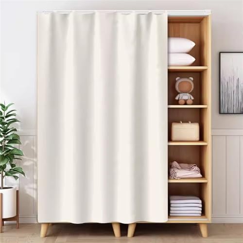 BESTORI Rideaux d'armoires de Cuisine Élégant Anti-poussière Installation Crochet et Boucle Cantonnières Courtes pour Salon, Salle de Bain, étagères, Blanc, 80x140cm (L x H)