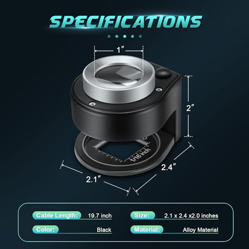 45X Jewelry Magnifier with 6 Light, Desktop Portable Coin Magnifier Sewing Magnifing Glass for Textile Optical Jewelry Tool Coins Currency Black by HQGZQL - Image 5