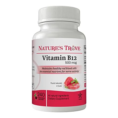 Vitamin B12 500 mcg by Nature's Trove - 240 EZ Chew Tablets Cherry Flavor Cover