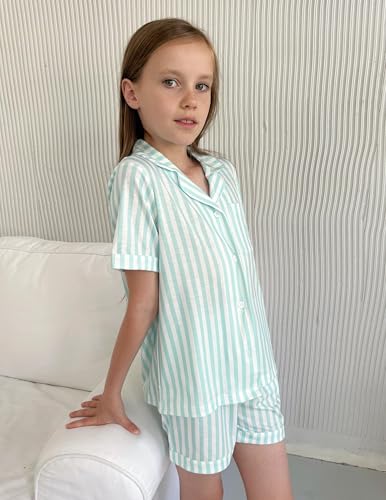 Arshiner Girls Pajamas Summer Outfit Kids Shorts Sets Button Down Loungewear Pjs3