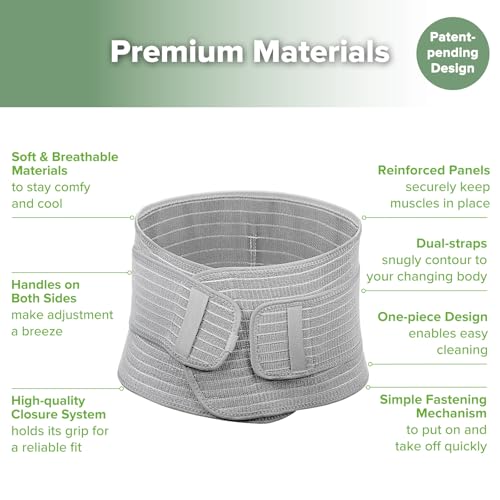 haakaa Postpartum Belly Band, Postpartum Belly Wrap Back Support, Postpartum Essentials for Natural Delivery and C-Section Recovery, Belly Binder, Natural Latex, M