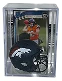 Bo Nix Card with Denver Broncos Pocket Pro Size Football Helmet Shadow Box