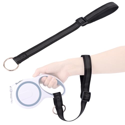 Dog Bicycle Leads igadgitz home U7301 D-Ring Safety Dog Lead Wrist Strap, for Retractable & Standard Pet Leads – Black