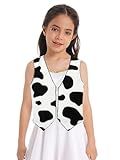 Yihuimin Unisex Kids Cowboys Cowgirls Soft Flannel Vest Cow Printed Waistcoat Tops for Carnival Party Black&White 6 Years