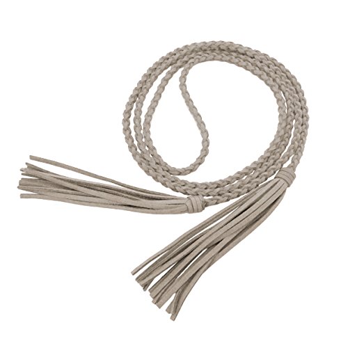 Teeyee Women Girls Waist String Fringe Belt/Rope/Chain Bohemian Tie Belts With Tassel (63Inch, Khaki) #TOP1
