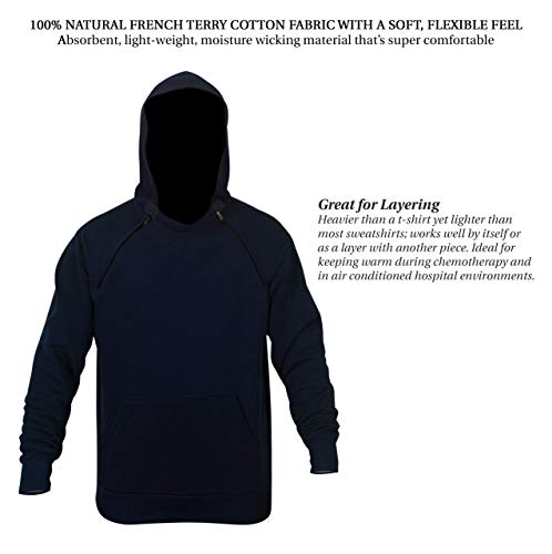 Inspired Comforts Chemotherapy Port Access Pullover Hoodie Navy #TOP2