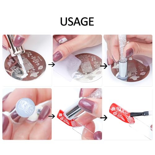 5 peças de placa de estampagem de arte de unhas - estêncil fofo desenho animado Papai Noel, floco de