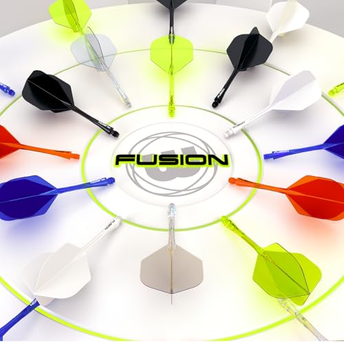 Image of Winmau Fusion No.2 Integrated Flight & Shaft System - Lightweight Replacement Set for Steel & Soft Tip Darts - 90-Degree Wing Design Sizes
