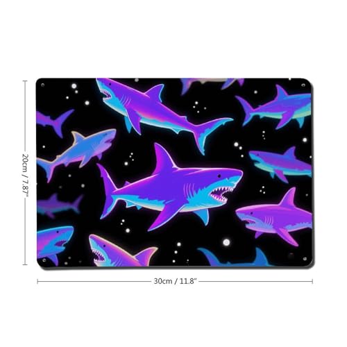 Affiche en métal rustique motif requins idée cadeau déco de bureau - 3