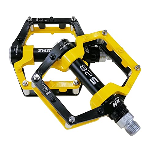 Bicycle Pedal Fit For Road Mountain Bmx Sealed Bearing Cnc Magnesium Alloy Spd Cleats Ultralight Bicycle Parts Modified Parts (Color : Yellow) #TOP6