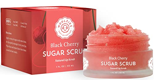 Sugar Lip Scrub | Ultra-Hydrating Exfoliator & Moisturizer for Dry or Chapped Lip | Shea Butter and Raw Sugar Scrubs | Pure & Natural | 1 Fl Oz (Black Cherry)