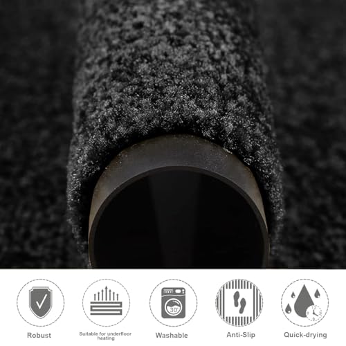 PHP Hallway Runner Rug Heavy Duty Non-Slip Rubber Back,Long Carpet Runner - Dirt Trapper, Water Absorbent Runner Mat, Washable Rugs, Carpet for Hallway Kitchen Living Room (80 x 300 cm, Black) - Cosy Home Interiors PHP Hallway Runner Rug Heavy Duty Non-Slip Rubber Back,Long Carpet Runner - Dirt Trapper, Water Absorbent Runner Mat, Washable Rugs, Carpet for Hallway Kitchen Living Room (80 x 300 cm, Black) - Image 2