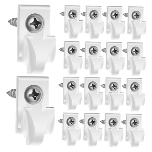 MUCKLILY Outdoor String Lights Hooks 20 Pack White Ceiling Hooks for Lights Wire Shelf Clips