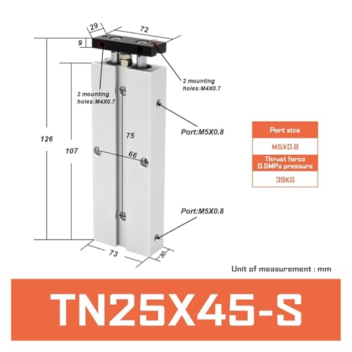 Cylindre à double tige TN25 avec aimant intégré et course réglable - 3