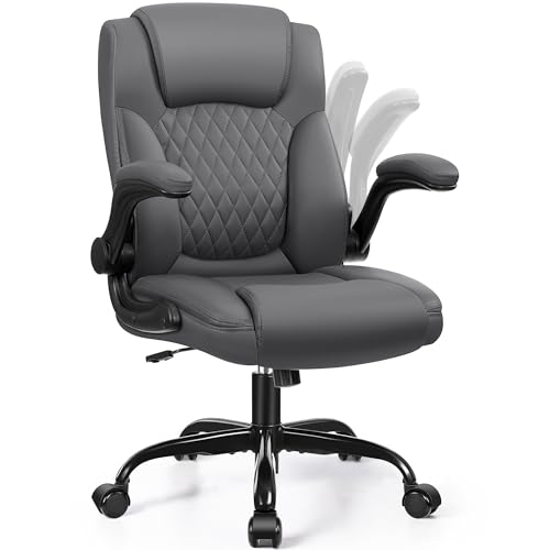 Leather Office Chair with Ergonomic Support and Wheels