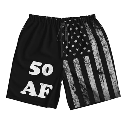 50 Af 50th Birthday-Swimming Trunks with Liner, Quick Dry Beach Shorts Funny Mens Swimwear - L Black