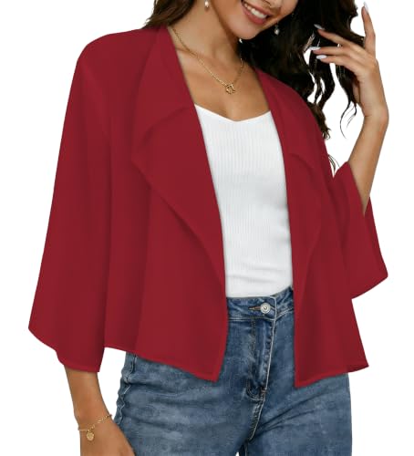Image of Womens Summer Tops Short Shrugs Kimono Cardigans Casual Chiffon Bolero Jackets 2026