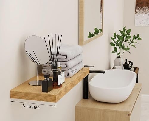 Image of Wooden Floating Wall Shelf| Wall Mount| Wall Rack| Wall Bracket for Home and Office Decor | Big Mounted Cabinets (Set of 4, Bavarian Oak, Large)