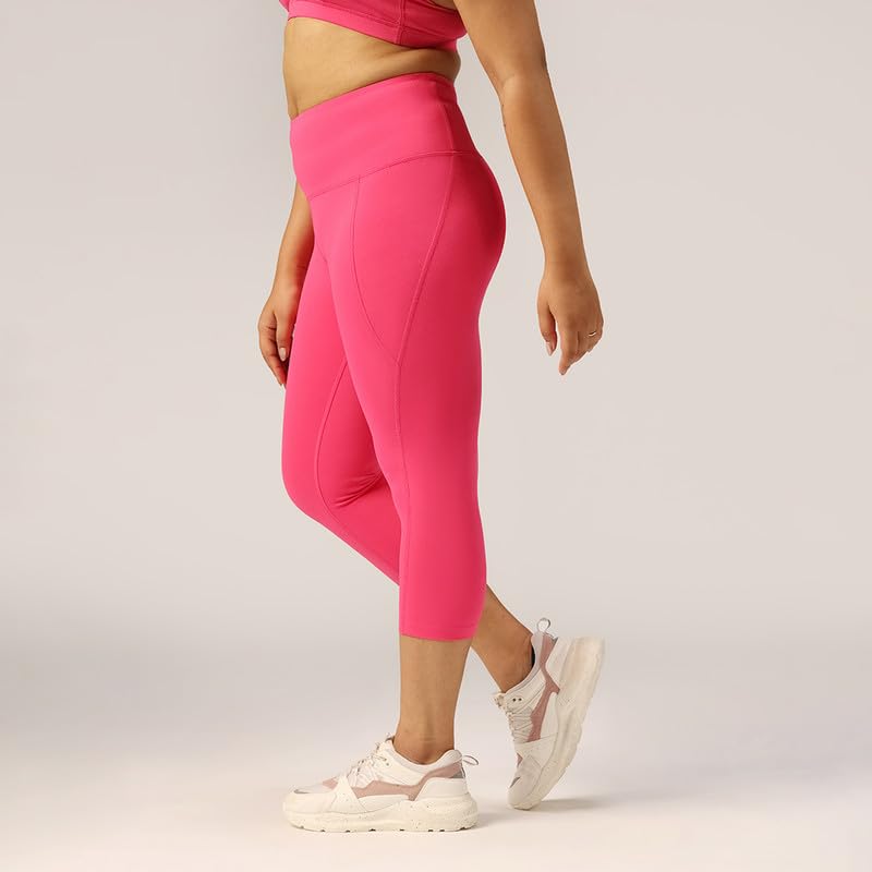 Image of BlissClub Womens The Ultimate Capris, 3 /4th Length Pants, Super- High Waist, 2 Pockets, Wide Waistband, Activewear for Women