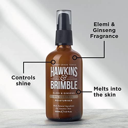Hawkins & Brimble Oil Control Mens Face Moisturiser, Sensitive Skin Moisturiser for Men with Natural Ingredients, Moisturiser for oily Skin, Mens Moisturiser with No Parabens or Animal Testing