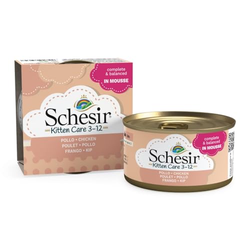 Schesir Kitten Comida Húmeda para Gatos de 0 a 1 Año (Pollo Mousse 14x85 Gr)