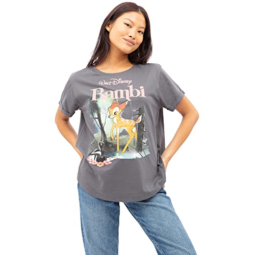 Disney Bosque de Bambi Camiseta, Carbón Oscuro, 38 para Mujer