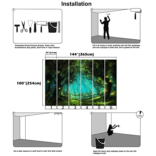 Afwadfwa Modern 3D Removable Wallpaper Self-Adhesive Fantasy Fairy Forest Wall Murals Peel And Stick Wall Stickers For Living Room Bedroom Wall Decor, Multi, 100''X144'' #TOP7