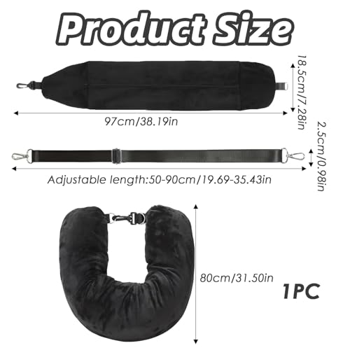 XXHUO Stuffable Neck Pillow For Travel, Travel Pillow With Adjustable Straps Neck Cushion Stuffable With Clothes Airplane Travel Pillows For Adults For Extra Luggage Travel Essentials Black - Image 5