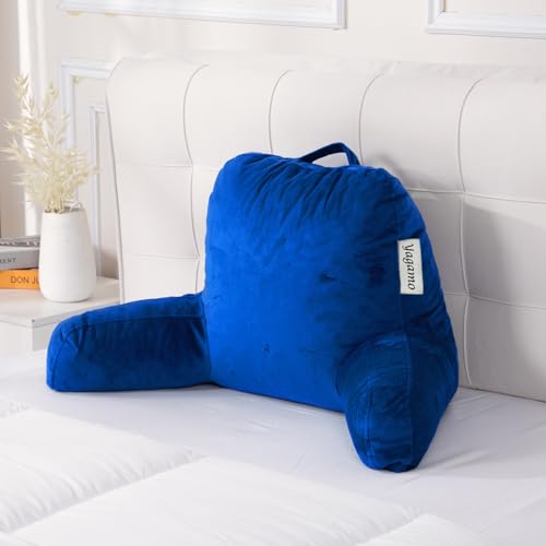 Yagamo Reading Pillow for Bed Sitting Up, Adults and Teens Backrest with Arms, Velvet Back Support...