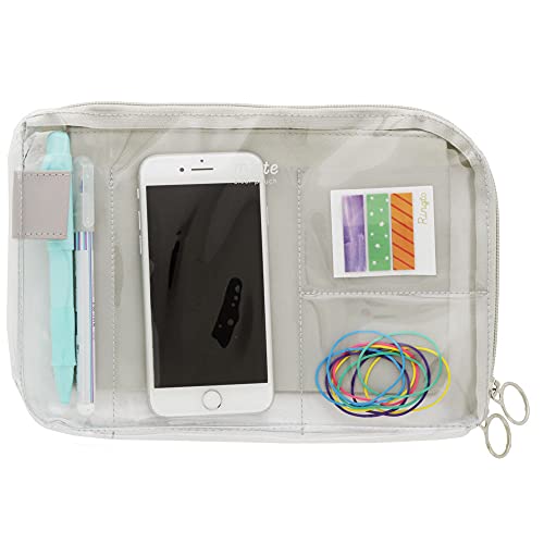 Sun-Star Bag In Bag"Mitte" B6 Size, Clear Pouch, Cosmetics Storage With Zipper, Pencil Case, Inside Tote, Light Gray Green #TOP7