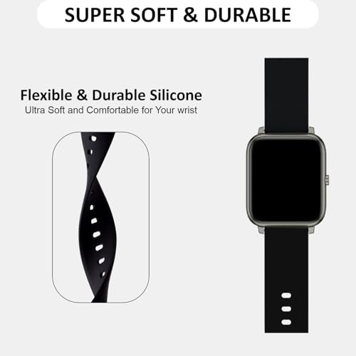 Image of HUMBLE Soft Silicone 19mm with Black Metal Buckle Strap for Smartwatch Compatible with Noise Colorfit Pro 2 /Oxy /Pulse /Beat, Boat Storm Smart Watch & Watches with 19mm Lugs-Black