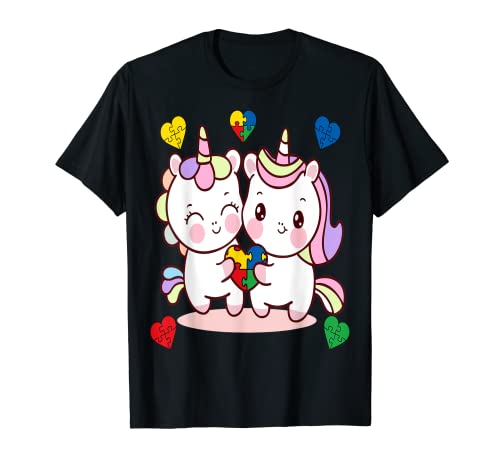 Unicorn Heart Puzzle Piece Conciencia sobre el autismo Chicas lindas Camiseta