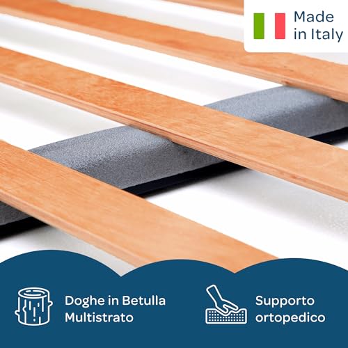 DOLCI SOGNI Letto una Piazza e Mezza con Materasso 120X190 Alto 14 cm, Set Rete e Materasso una Piazza e Mezza 100% Made in Italy, Rete a Doghe in Legno con Struttura Letto 120x190, Cuscino Incluso - 6